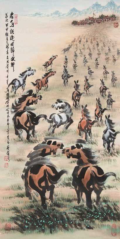 马相伯 老马识途 镜心
